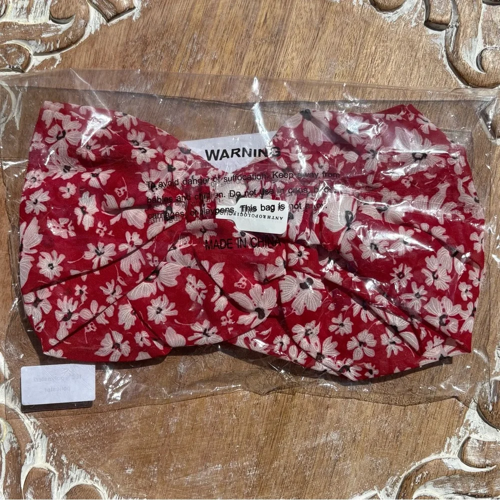 Anthropologie Headband in Red Floral Motif. Brand new!